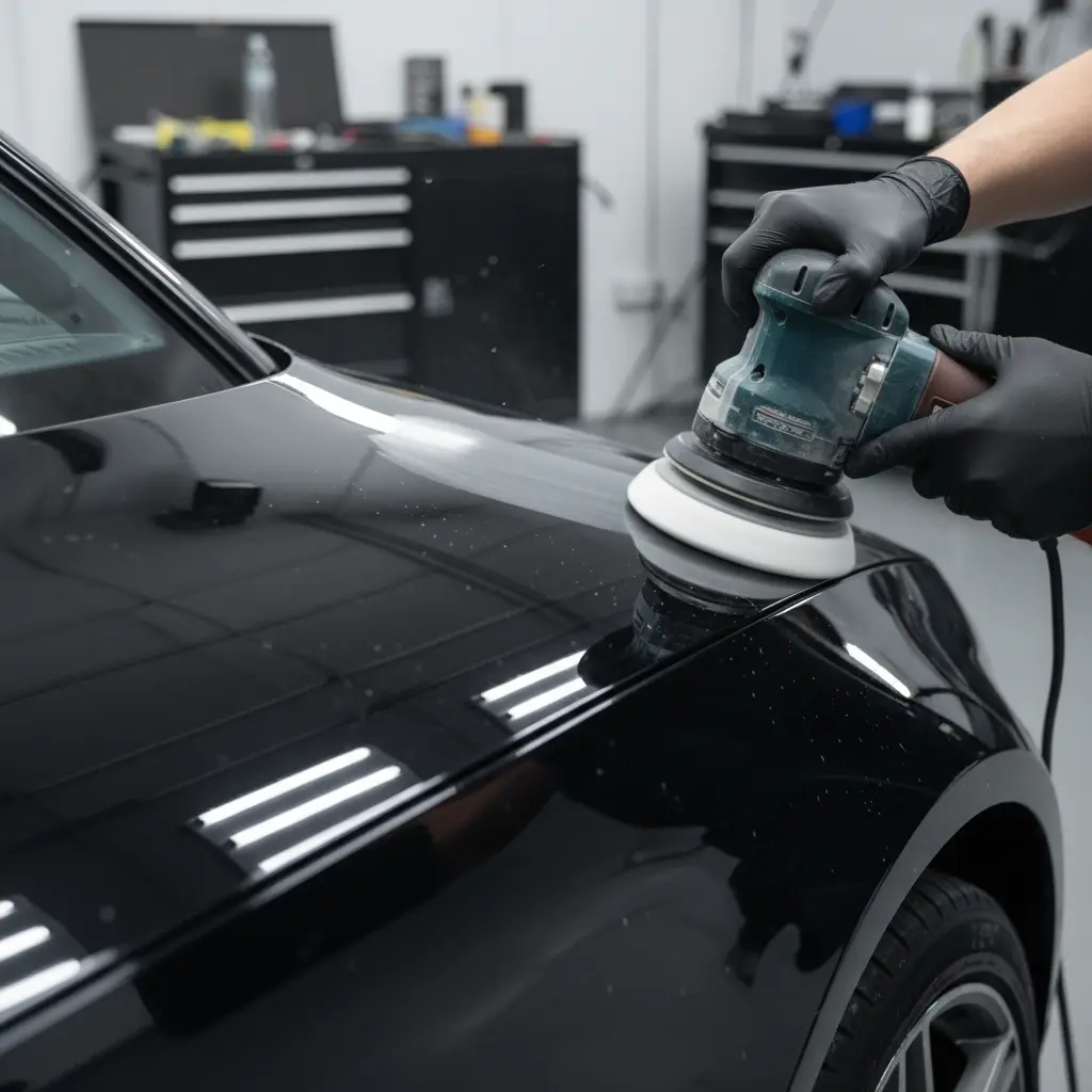 Paint correction with machine polisher
